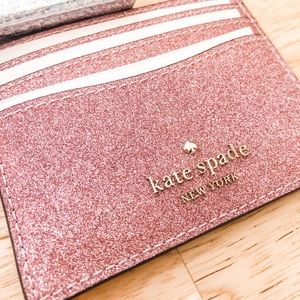 Kate Spade Slim Card Holder - Pink Glitter NWT